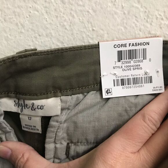 Style & Co olive ankle cropped chinos 12 New - Picture 5 of 7
